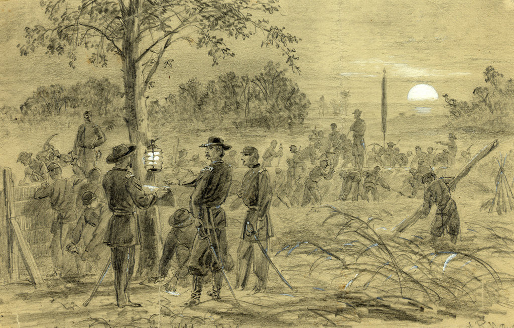 Detail of General Warren fortifying his lines on the Weldon road, 1864 September by Alfred R Waud