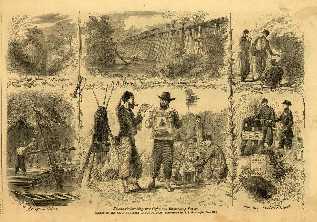 Detail of Scenes in and about the Army of the Potomac, 1862 July 26, 1 wood by Alfred R Waud