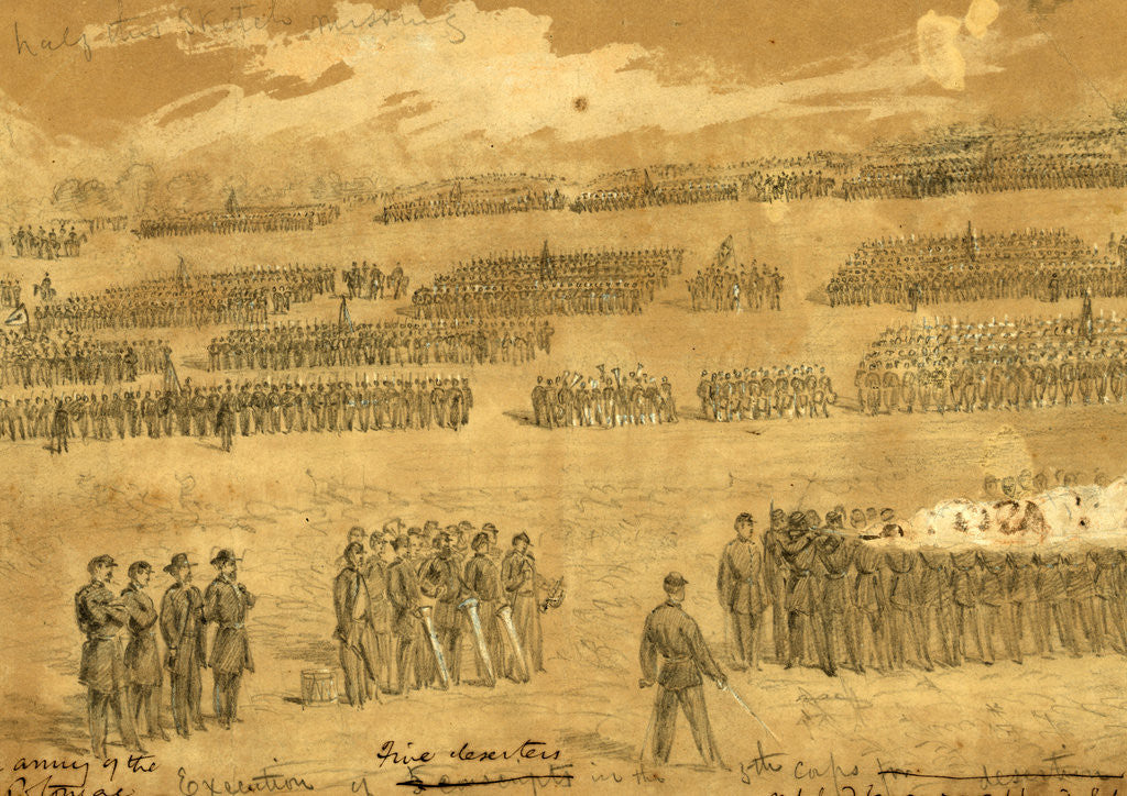 Detail of Execution of five deserters in the 5th Corps, 1863 August 29 by Alfred R Waud