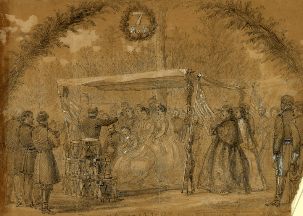 Detail of Marriage at the camp of the 7th N.J.V. Army of the Potomac, Va, 1863 March 18 by Alfred R Waud