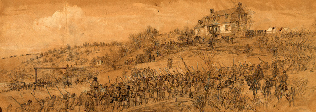 Detail of Scene at Germanna Ford, 6th Corps returning from Mine Run, 1863 November-December by Alfred R Waud