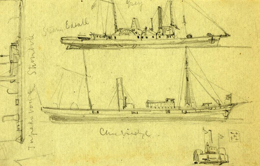 Detail of Sketches of four ships by Alfred R Waud