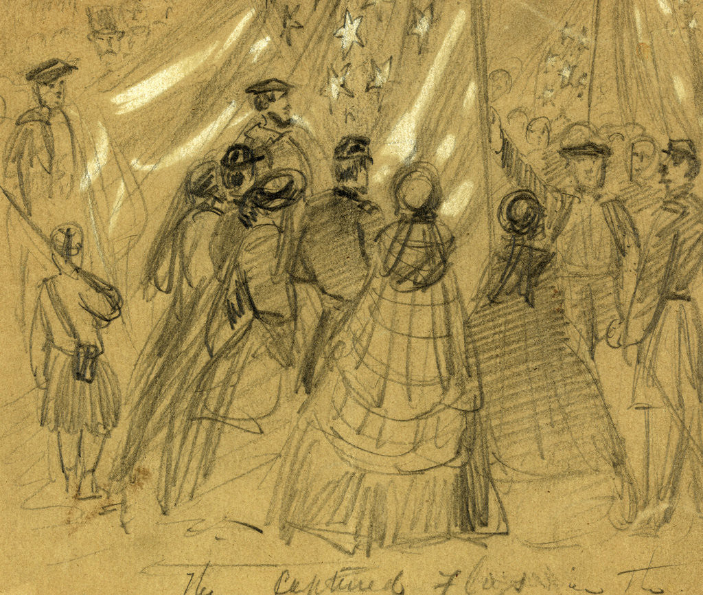 Detail of The captured flags in the O, 1862 February by Alfred R Waud