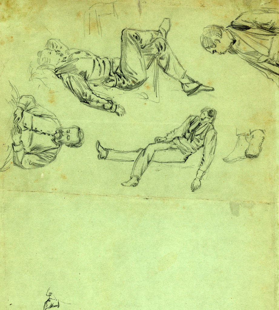 Detail of Sketches of figures in repose, 1865 by Alfred R Waud