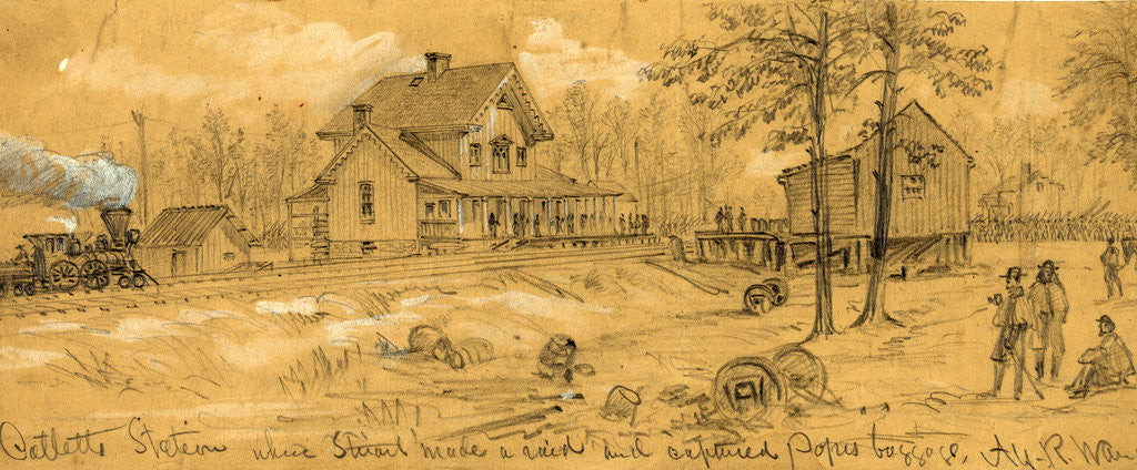 Detail of Catletts Station where Stuart made a raid and captured Popes baggage by Alfred R Waud