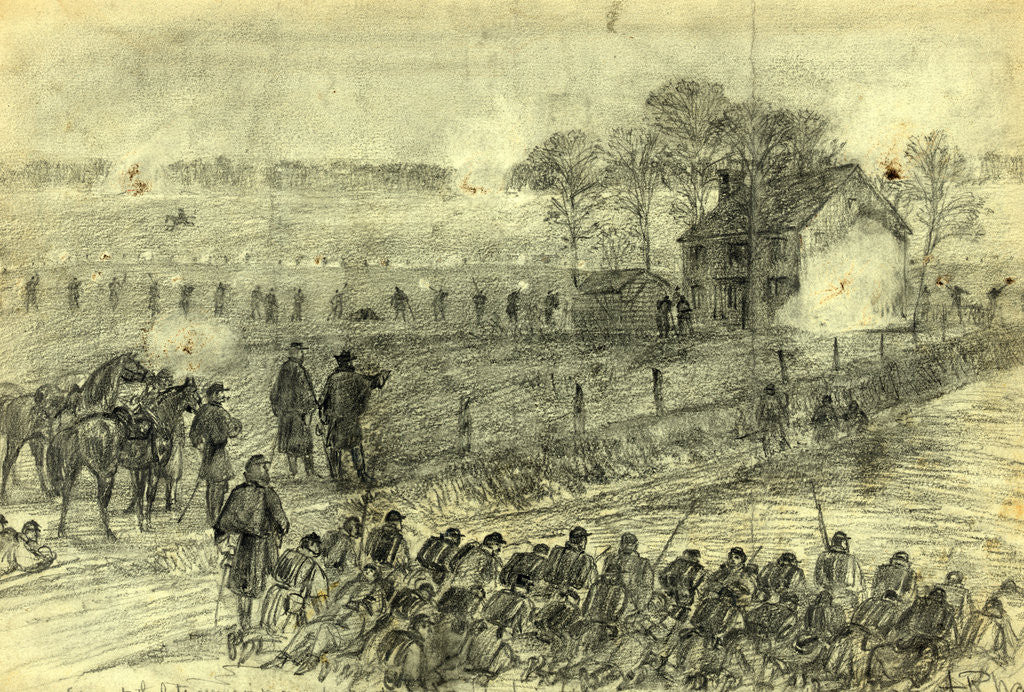 Detail of Scene at the late reconnaisance at Morton Ford, night by Alfred R Waud