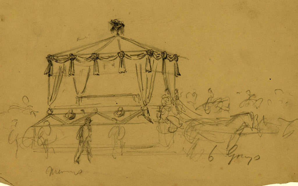 Detail of Lincoln's funeral procession by Alfred R Waud