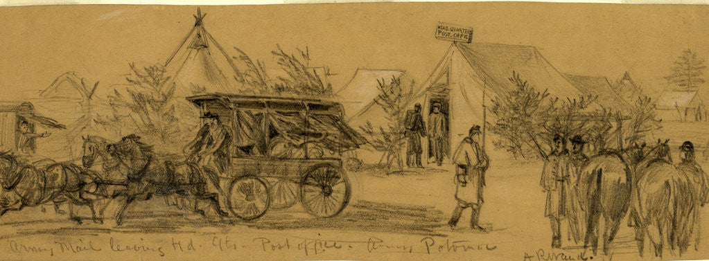 Detail of Army Mail leaving Hd.Qts. Post Office. Army Potomac by Alfred R Waud