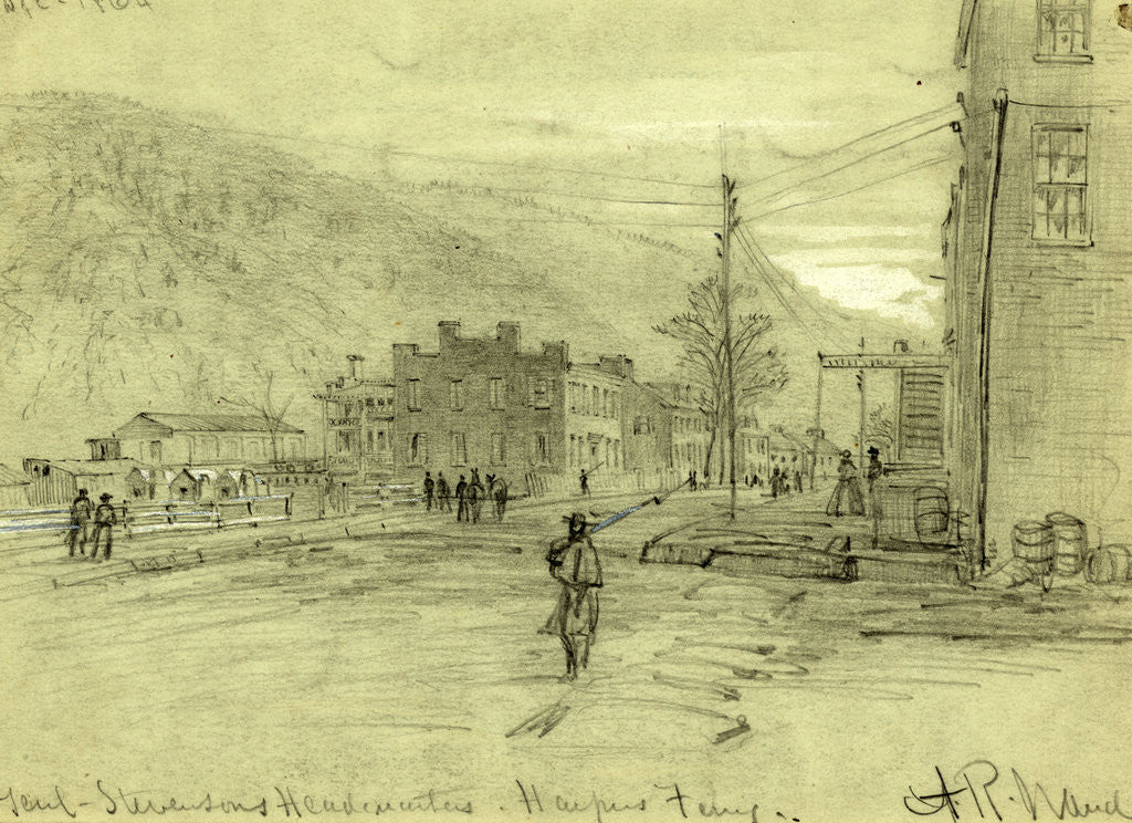 Detail of Genl. Stevensons Headqurters, Harpers Ferry by Alfred R Waud