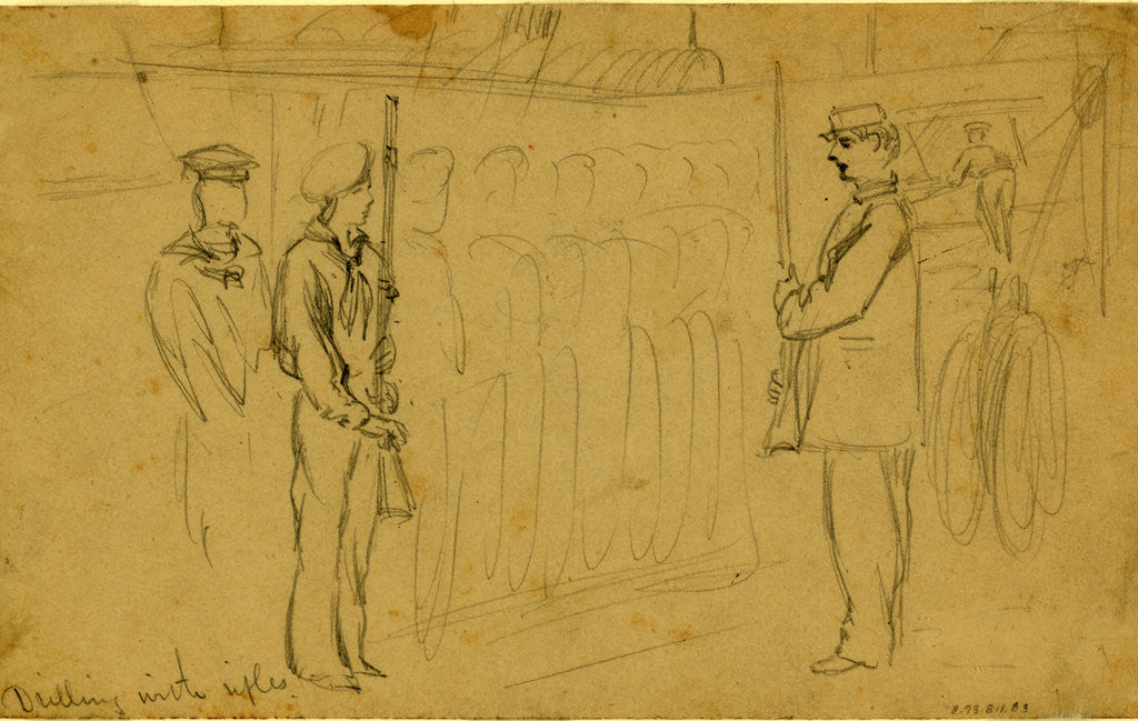 Detail of Drilling with rifles by Alfred R Waud