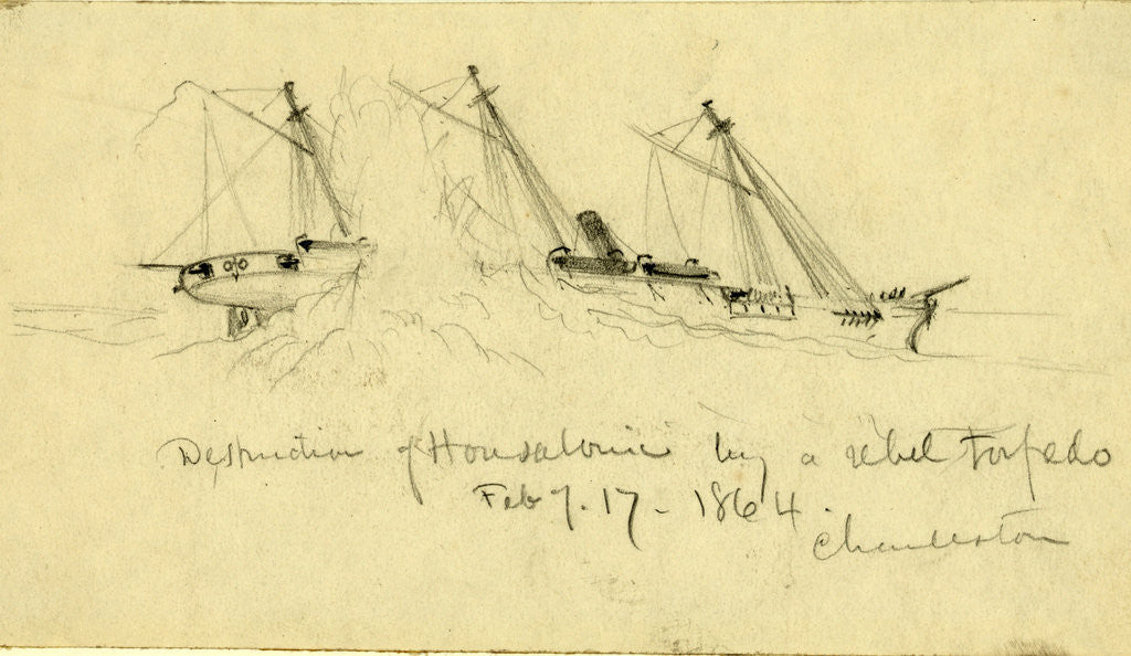Detail of Destruction of Housatonic by a rebel torpedo. Feb. of 17 1864. Charleston by Alfred R Waud