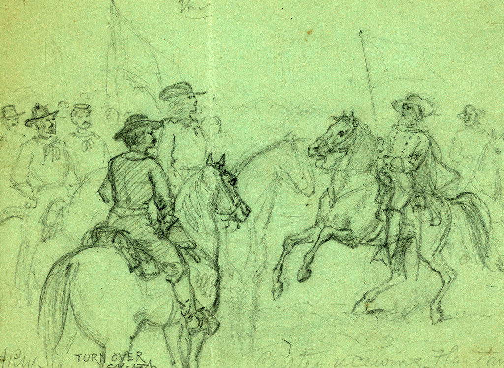 Detail of Custer receiving Flag of Truce by Alfred R Waud