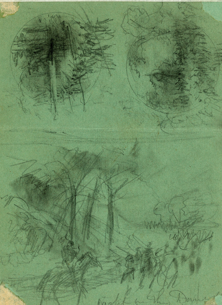 Detail of Night on the Danville R.R. Rebels in full retreat by Alfred R Waud