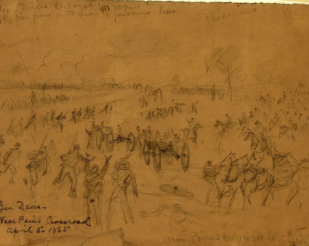 Detail of Gen. Davis Near Paines Crossroad April 5, 1865 by Alfred R Waud