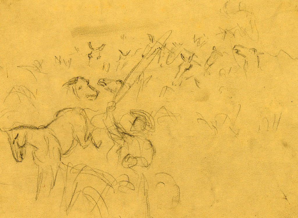 Detail of Horses being herded by Alfred R Waud