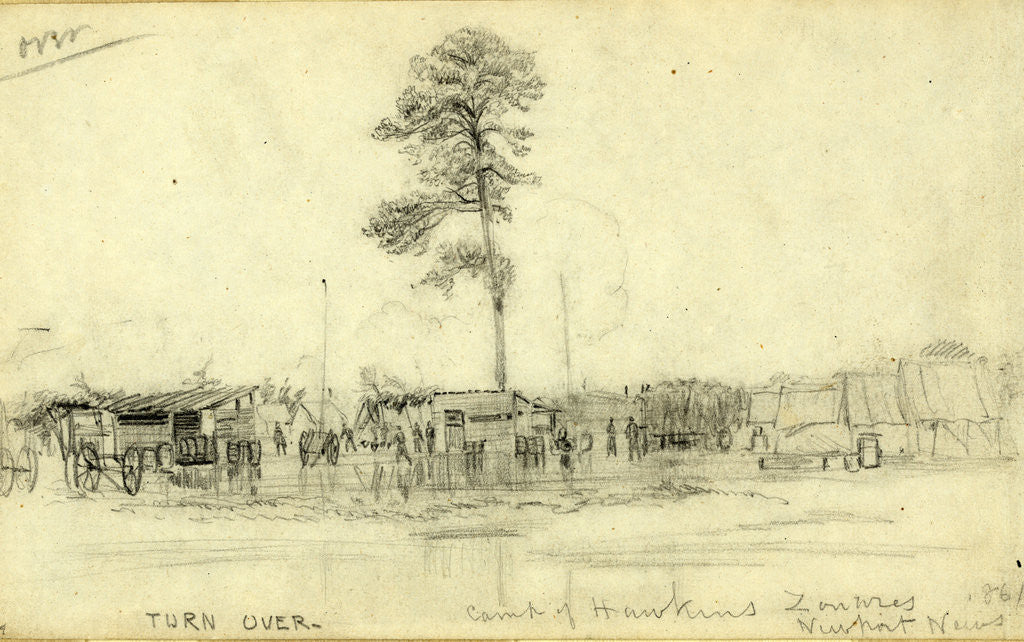 Detail of Camp of Hawkins Zouaves, Newport News 1861 by Alfred R Waud