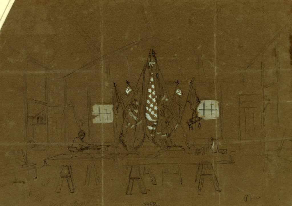 Detail of Col. Butterfields headquarters, Camp Anderson DC by Alfred R Waud