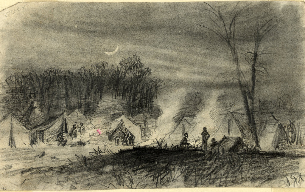 Detail of Soldiers in camp at night by Alfred R Waud