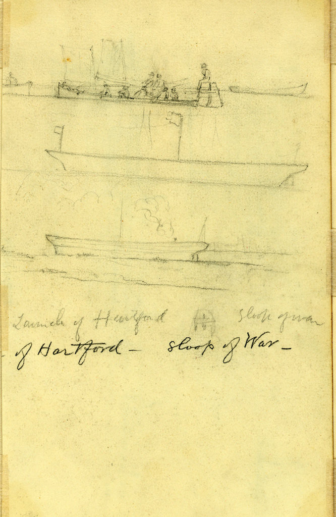 Detail of Launch of Hartford, Sloop of War by Alfred R Waud