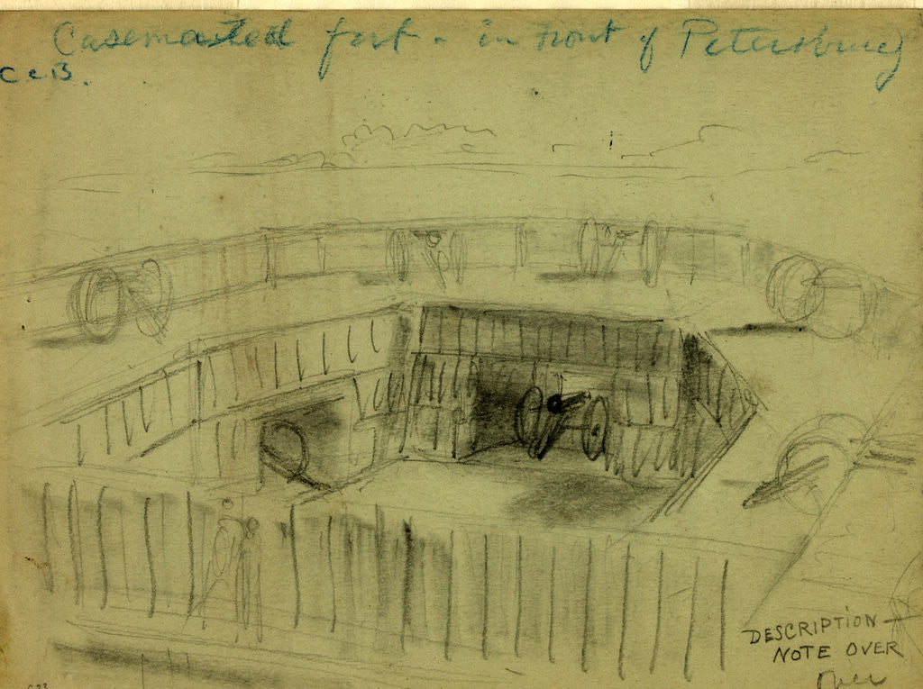 Detail of Casemented fort in front of Petersburg by Alfred R Waud