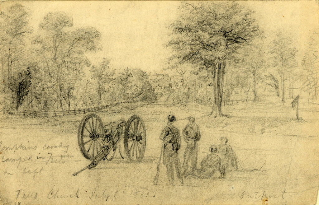 Detail of Falls Church, July 1st, 1861, Outpost by Alfred R Waud