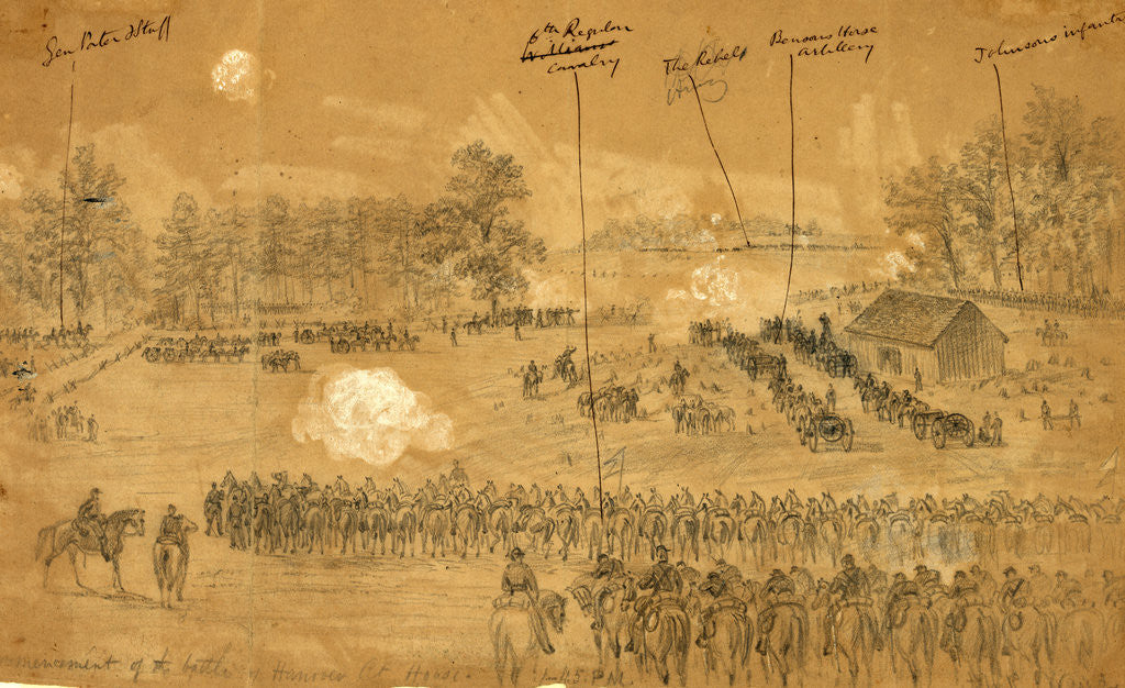 Detail of Commencement of the battle of Hanover Ct. House. 1:45 PM. by Alfred R Waud