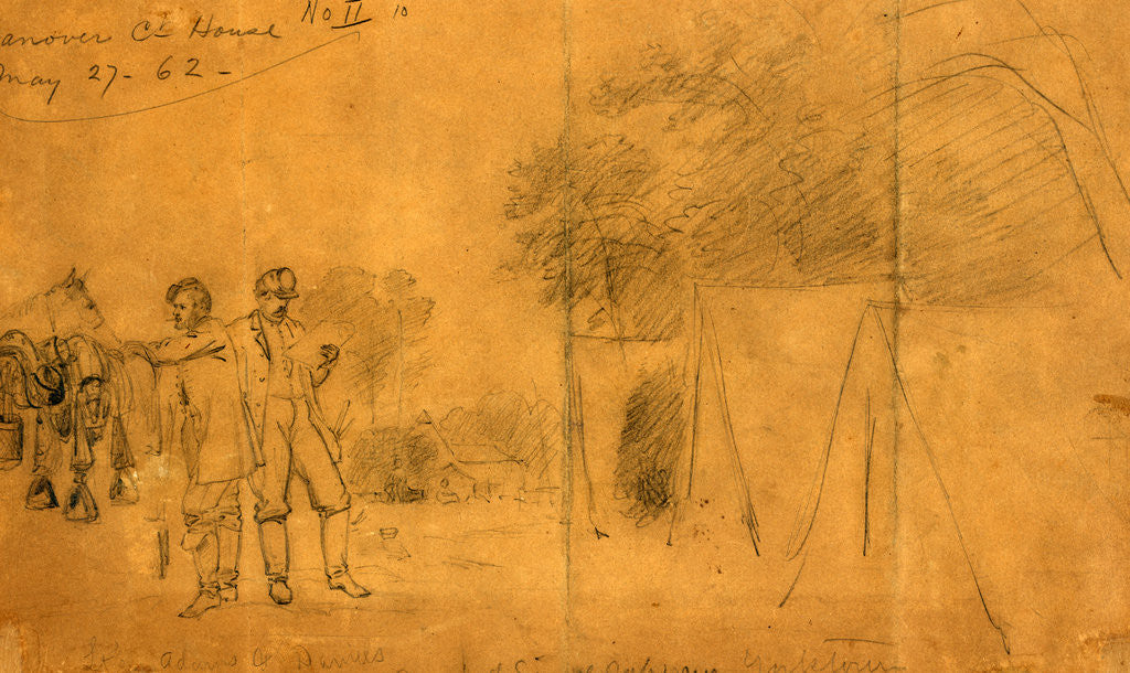 Detail of Camp of Signal corps nr. Yorktown by Alfred R Waud