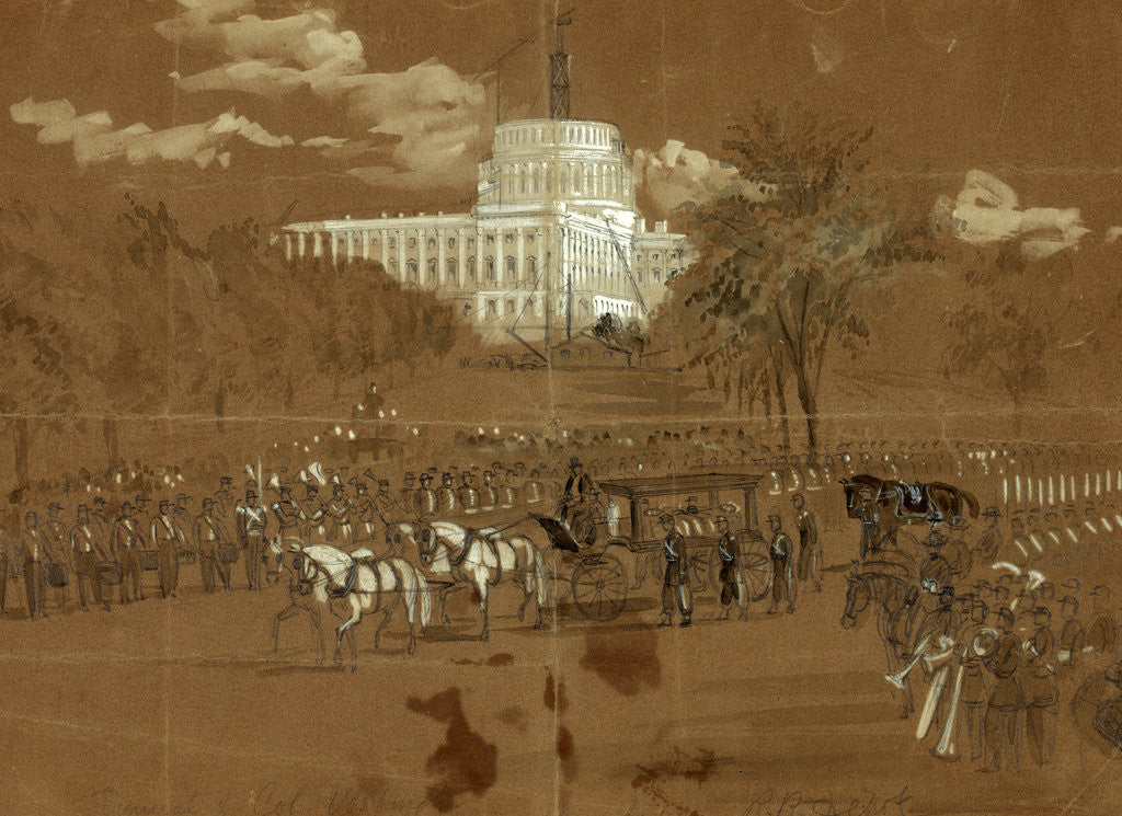 Detail of Funeral of Col. Vosburgh. The Hearse approaching the R.R. Depot by Alfred R Waud