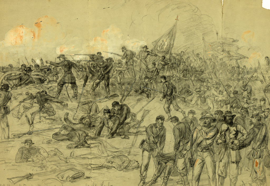 Detail of 7th N.Y. Heavy Arty. in Barlows charge nr. Cold Harbor Friday June 3rd 1864 by Alfred R Waud