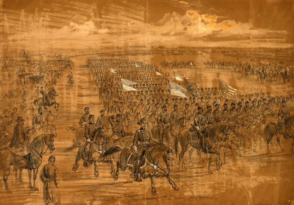 Detail of Review by the President of the Cavalry of the Army of the Potomac by Alfred R Waud