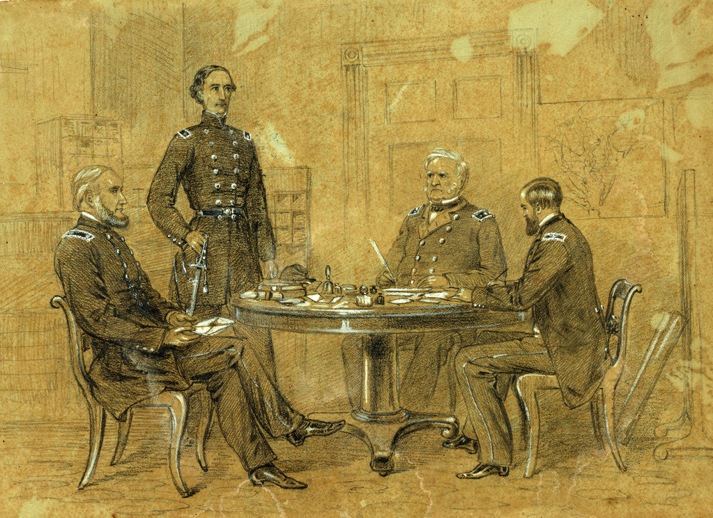 Detail of General Scott giving orders to his aides for the advance of the Grand Army by Alfred R Waud