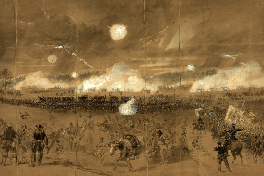 Detail of Couch's Corps forming line of battle in the fields at Chancellorsville to cover the retreat of the Eleventh Corps disgracefully running away by Alfred R Waud