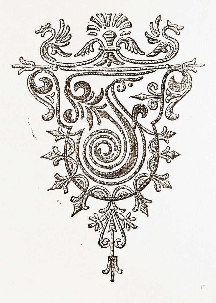 Detail of Monogram For Handkerchiefs, T.u. by Anonymous