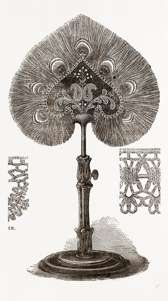 Detail of Embroidered Lamp-shade by Anonymous