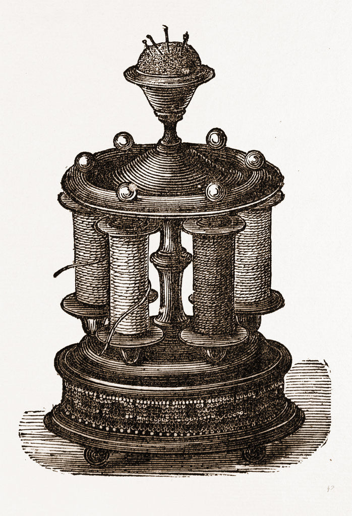 Detail of Stand For. Reel-winders And Pincushion by Anonymous