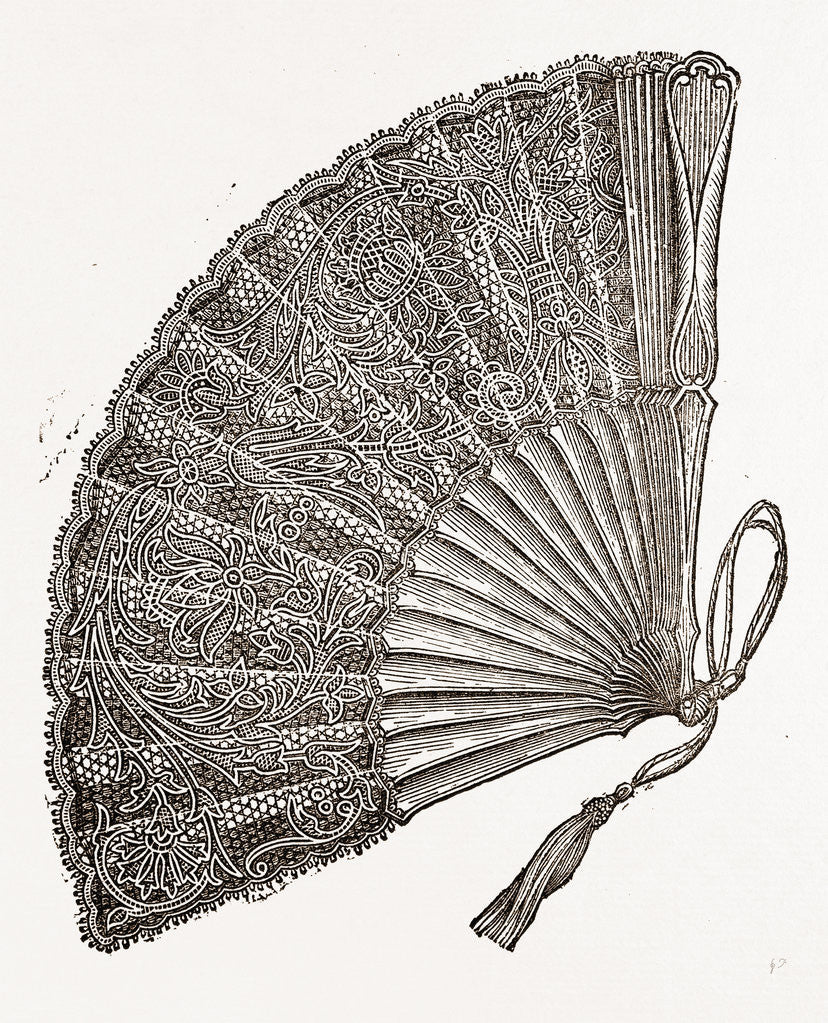 Detail of Fan Of Ivory And Real Lace by Anonymous