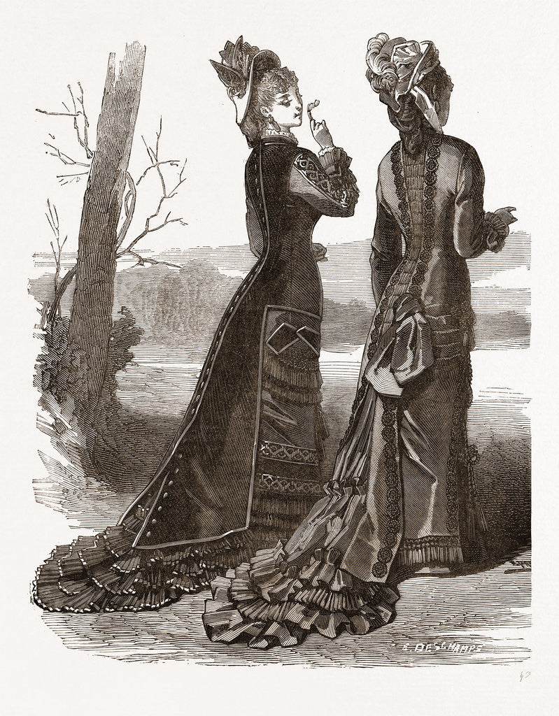 Detail of Elegant Walking Toilettes by Anonymous