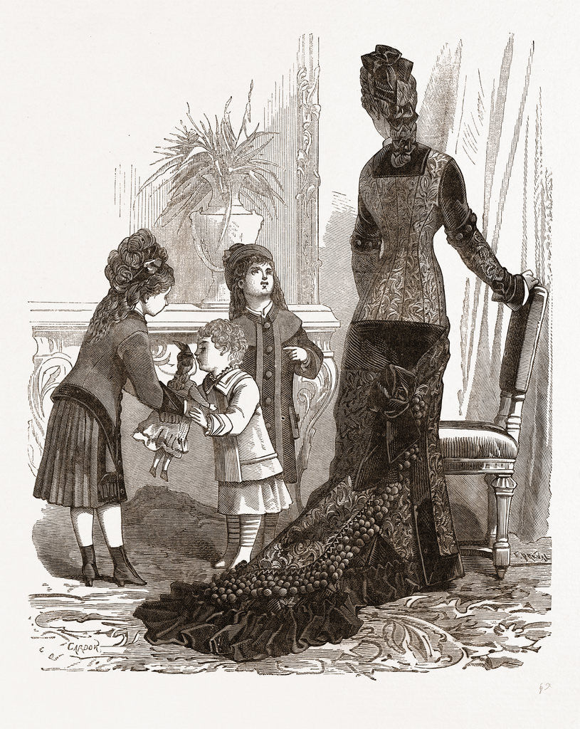 Detail of Costumes For A Young Mother And Children by Anonymous