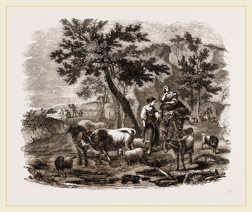 Detail of Oriental Landscape and Cattle by Anonymous