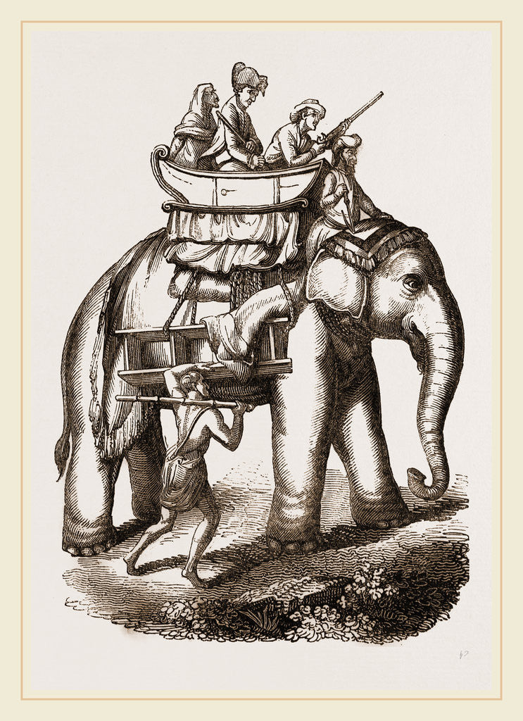 Detail of Hunters in a howdah by Anonymous