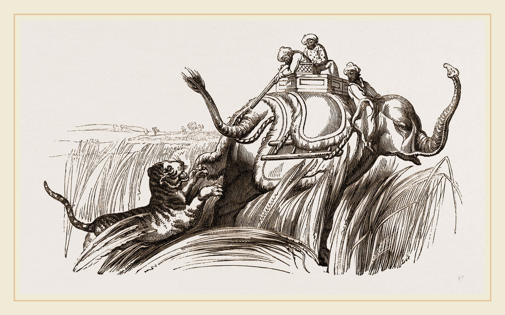 Detail of On an Elephant, Tiger at bay by Anonymous