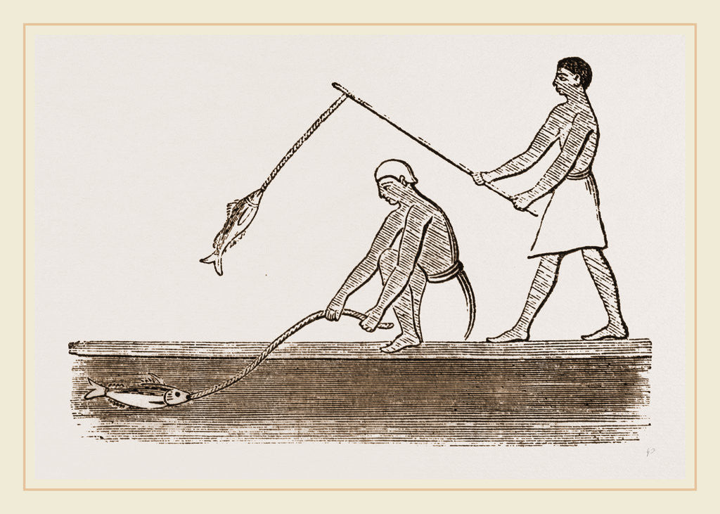Detail of Ancient Egyptians angling, Egypt by Anonymous
