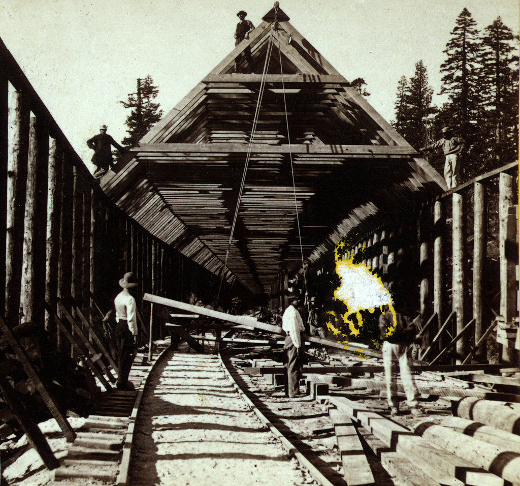 Detail of Constructing snow cover. Scene near the summit by Anonymous