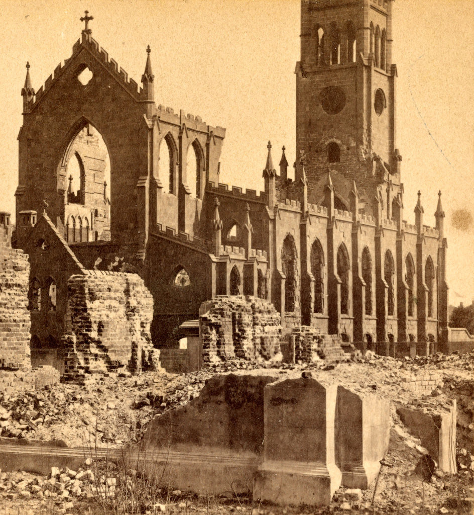 Detail of Ruins of Cathedral, Broad Street, looking South East by Anonymous