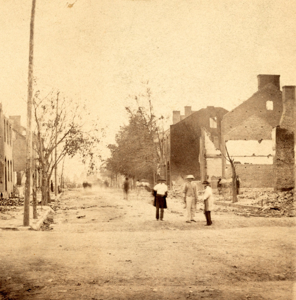 Detail of Main Street - Looking West Chambersburg, Franklin Co., Pa., destroyed by the rebels under McCausland, July 30th, 1864 by Anonymous