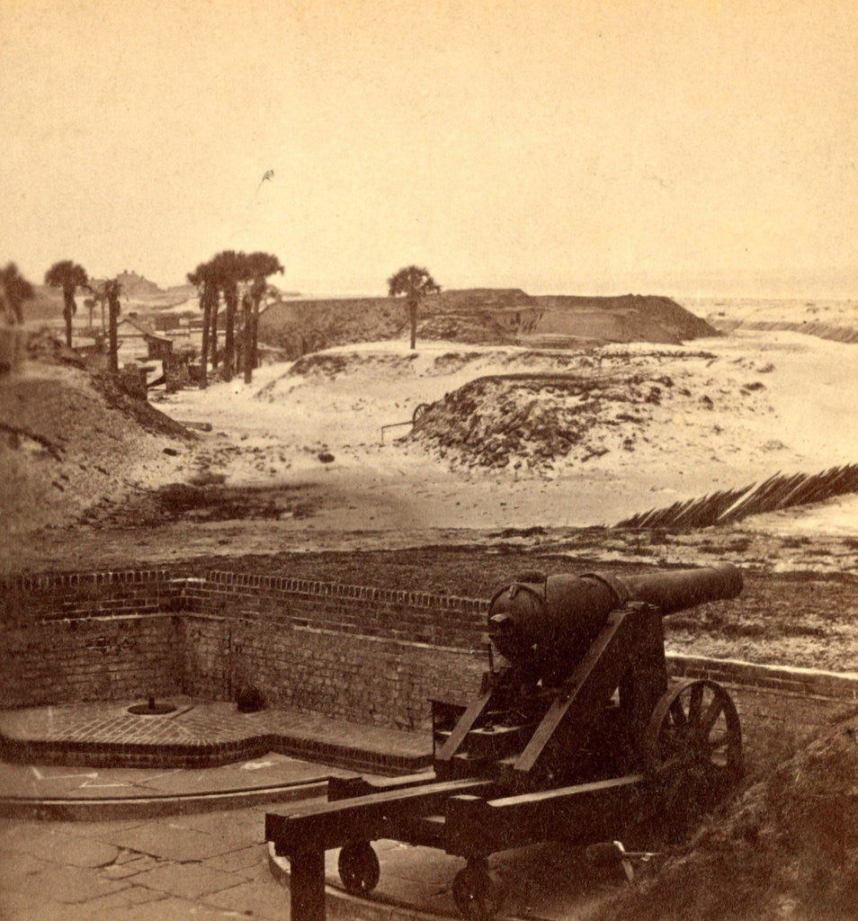 Detail of Interior of Fort Moultrie, Battery B. and group of palmetto trees in distance by Anonymous