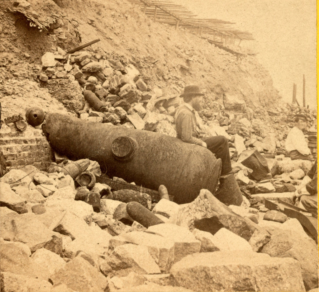 Detail of View of Fort Sumpte, showing a mingled mass of debris, shot, shell & bursted gun by Anonymous