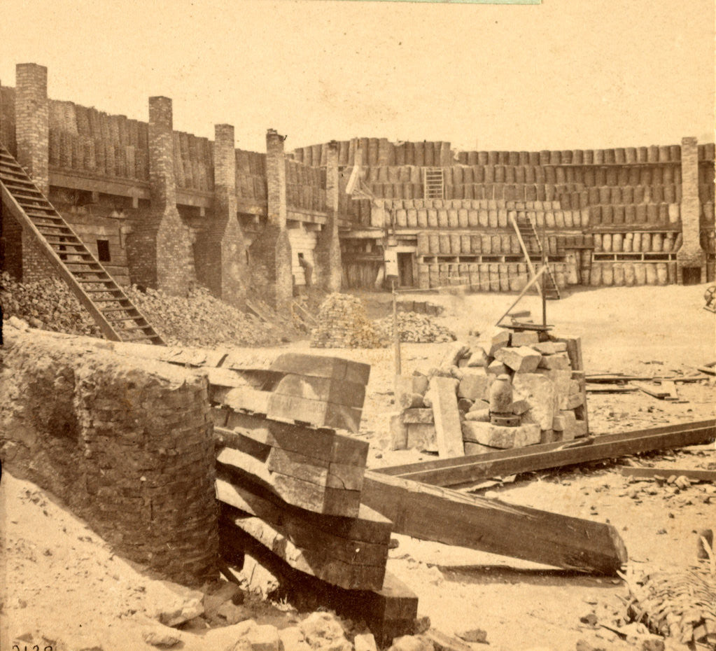 Detail of Interior of Fort Sumpte, S.C., looking south, showing officers' quarters by Anonymous