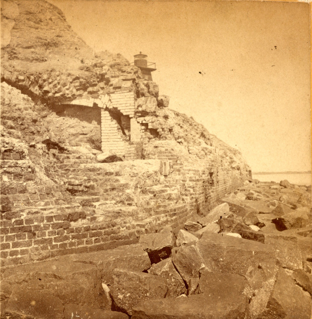 Detail of Damage to exterior wall of Fort Sumter from bombardment, Charleston, South Carolina by Anonymous