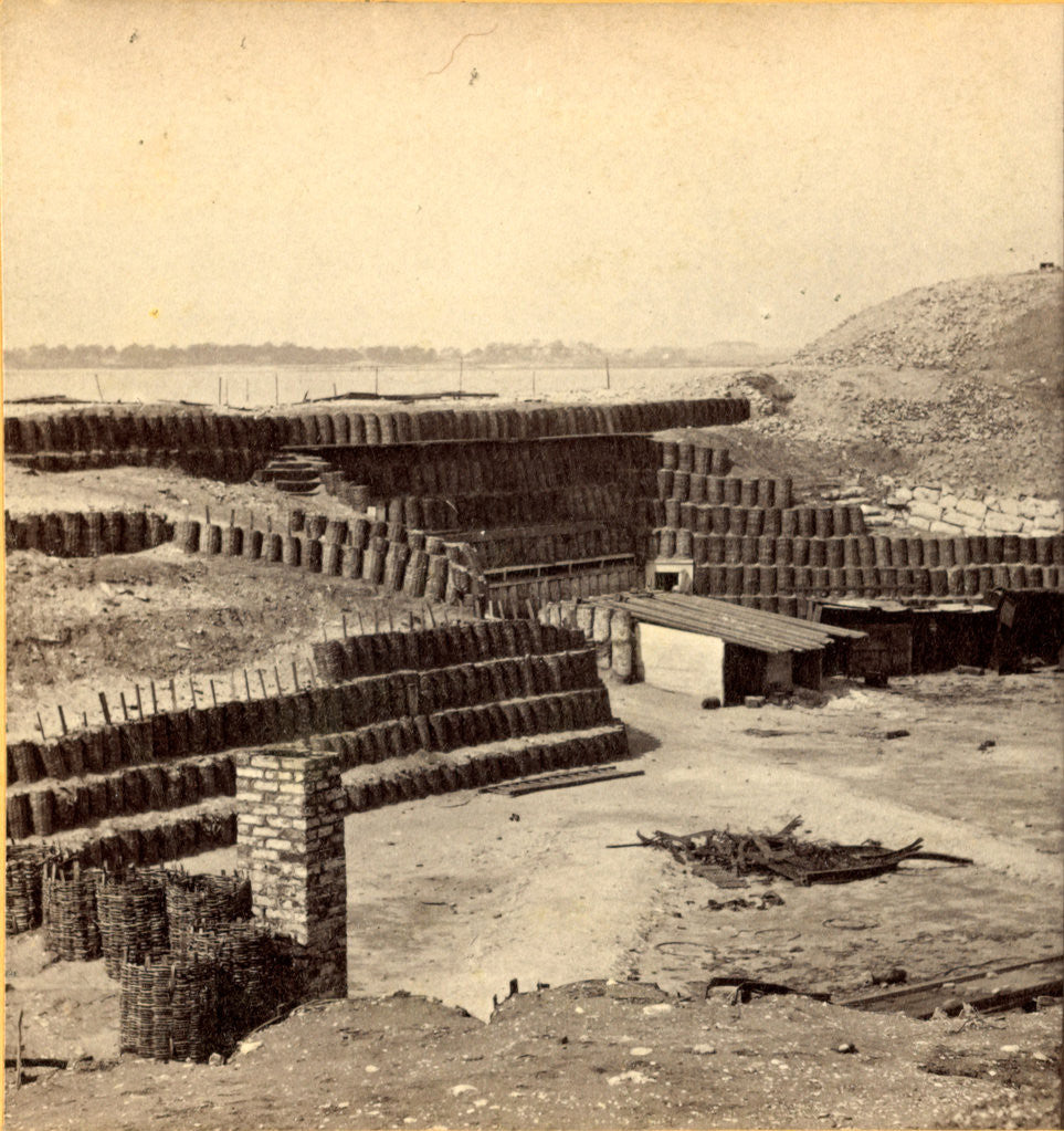 Detail of Interior of Fort Sumpte, James Island in the distance by Anonymous